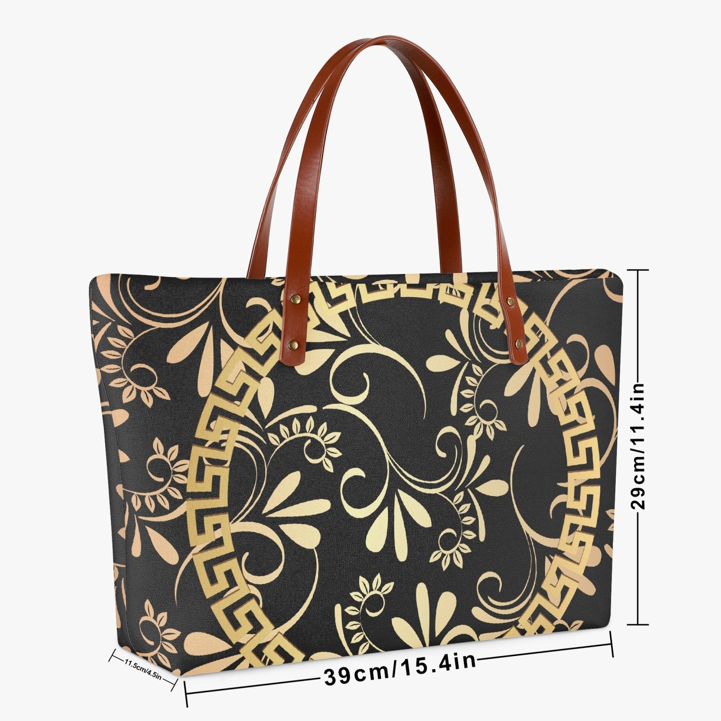 Greek art floral background handbag. Classic Diving Cloth Tote Bag