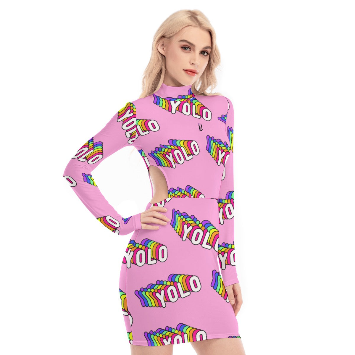 All-Over Print Women's Waist Hollow Hip Dress