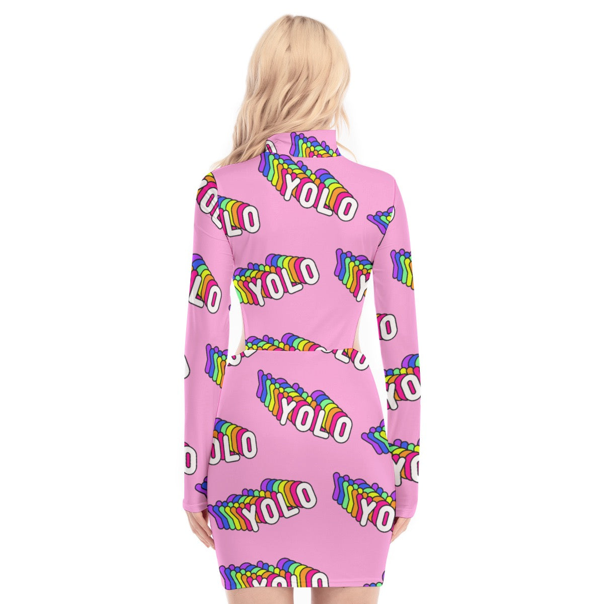 All-Over Print Women's Waist Hollow Hip Dress
