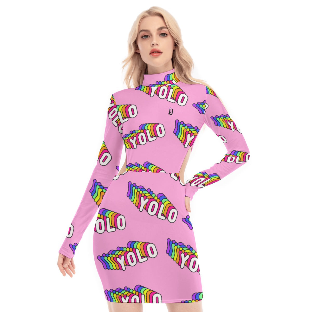 All-Over Print Women's Waist Hollow Hip Dress