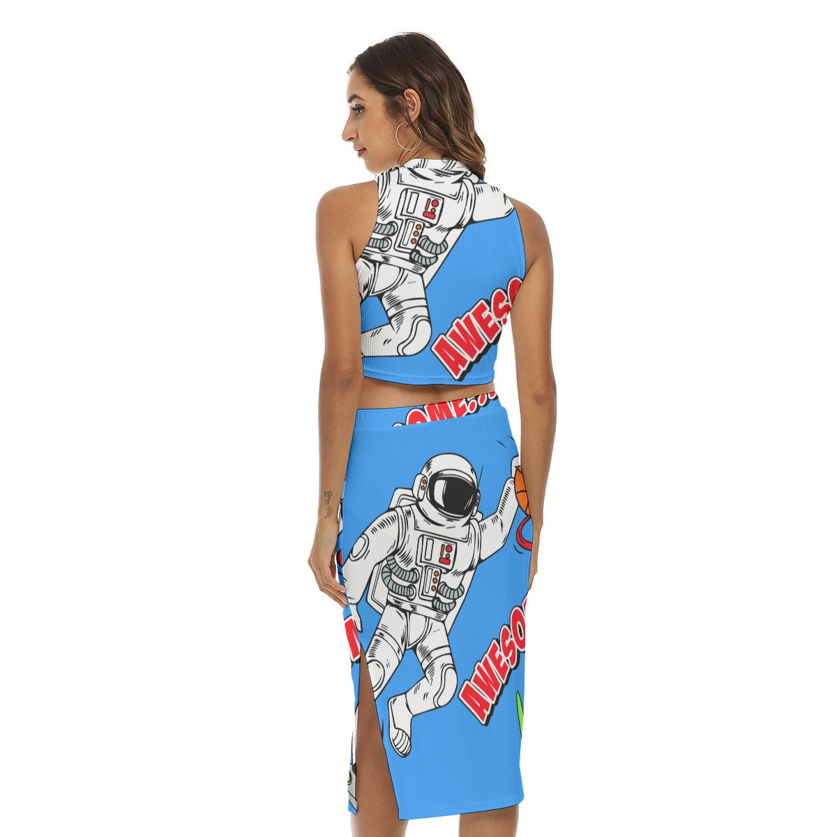 All-Over Print Women's Tank Top & Split High Skirt Set