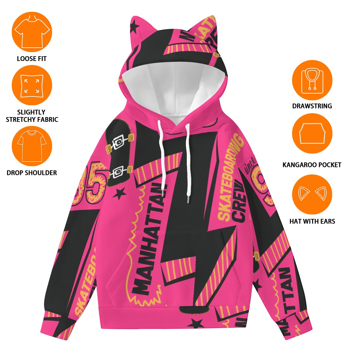 THUN-DER | All-Over Print Women’s Hoodie With Decorative Ears