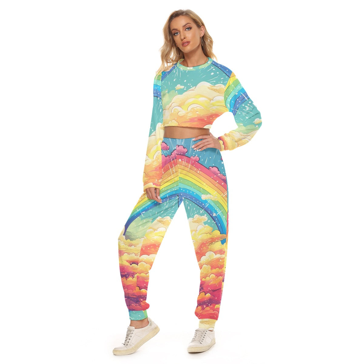 All-Over Print Women's Crop Sweatshirt Suit