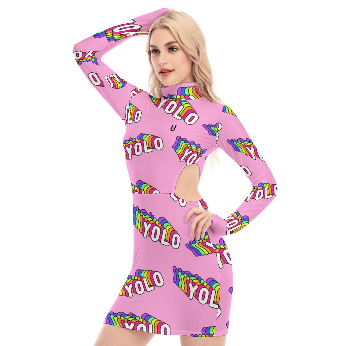 All-Over Print Women's Waist Hollow Hip Dress