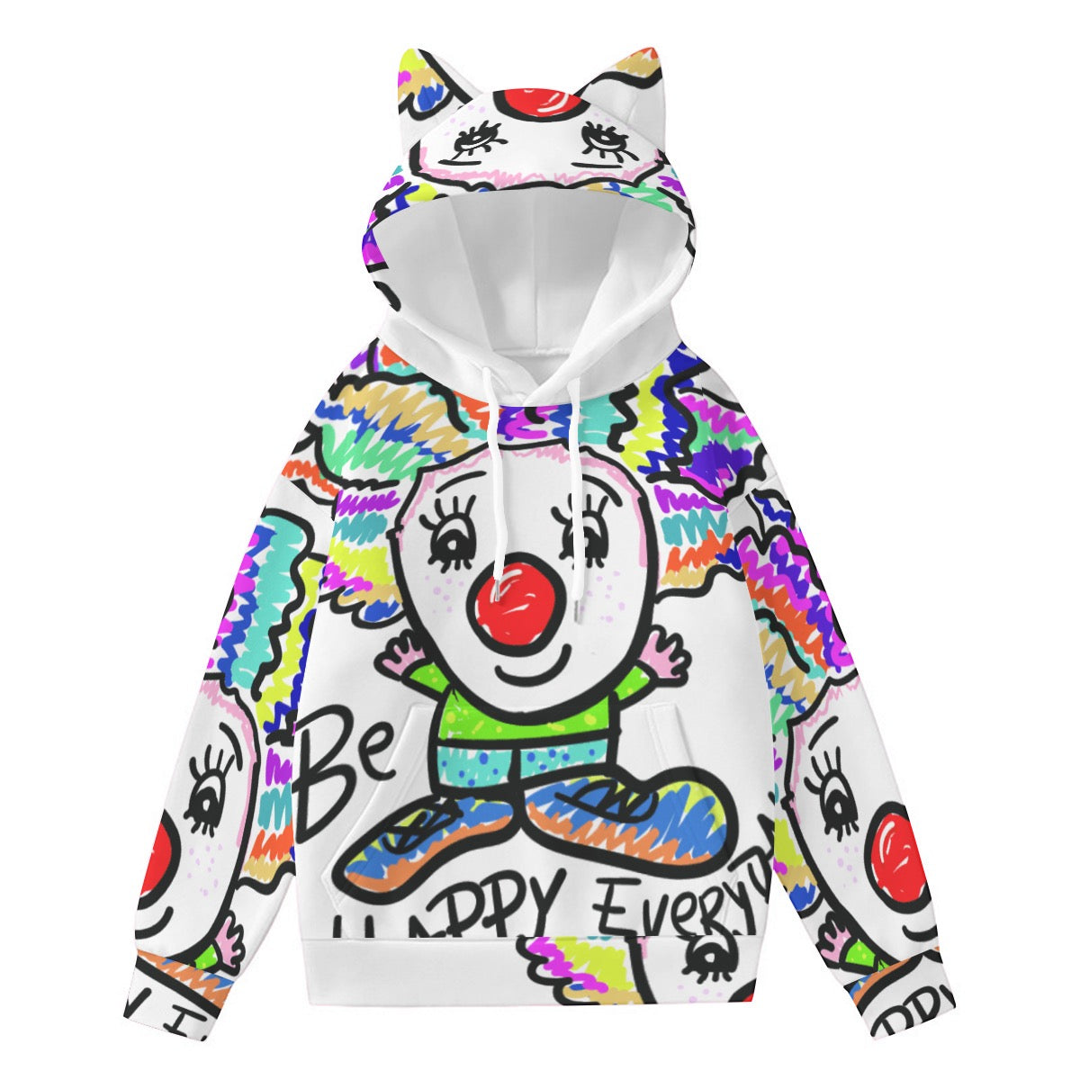 U CLOWN ME CLOWN | All-Over Print Women’s Hoodie With Decorative Ears