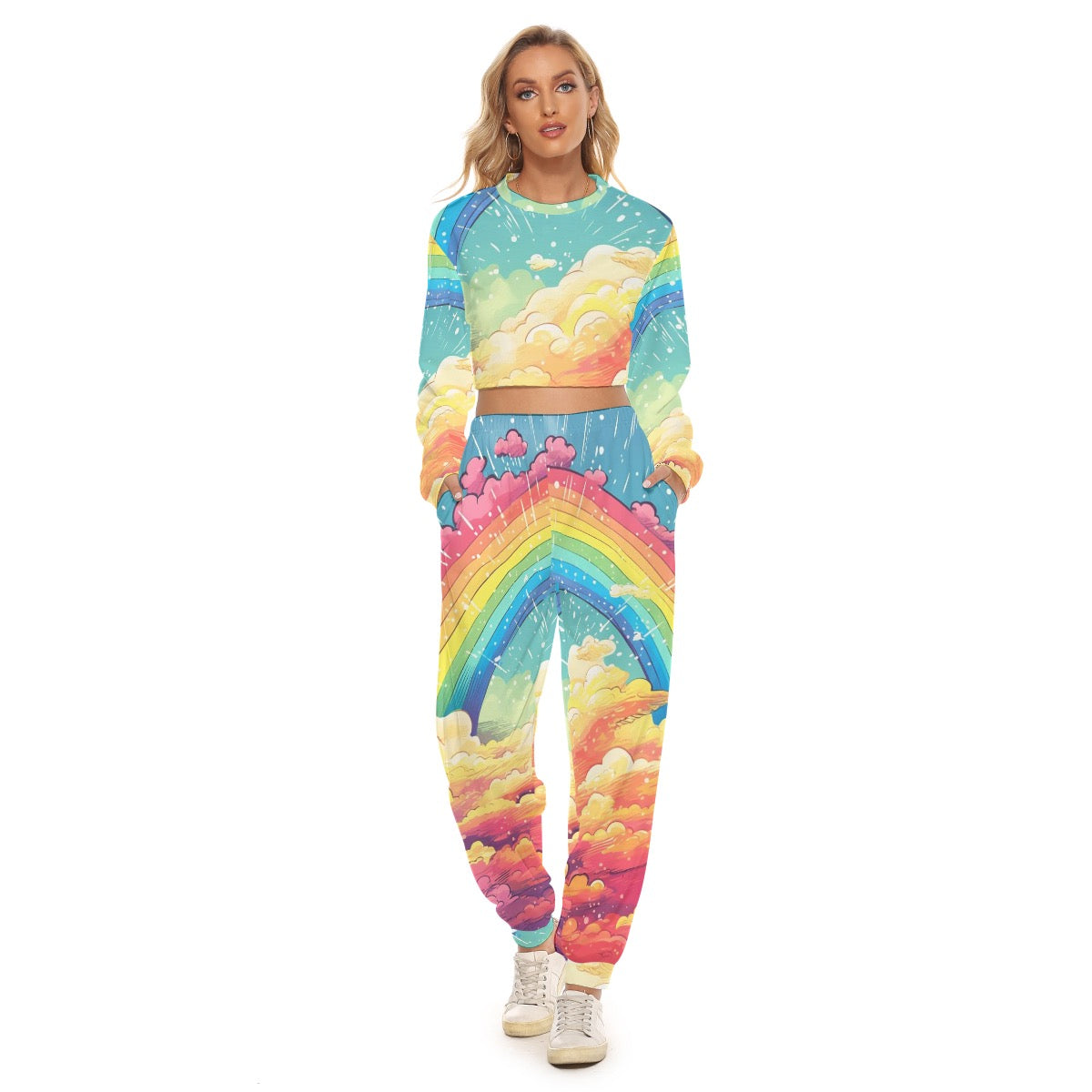 All-Over Print Women's Crop Sweatshirt Suit