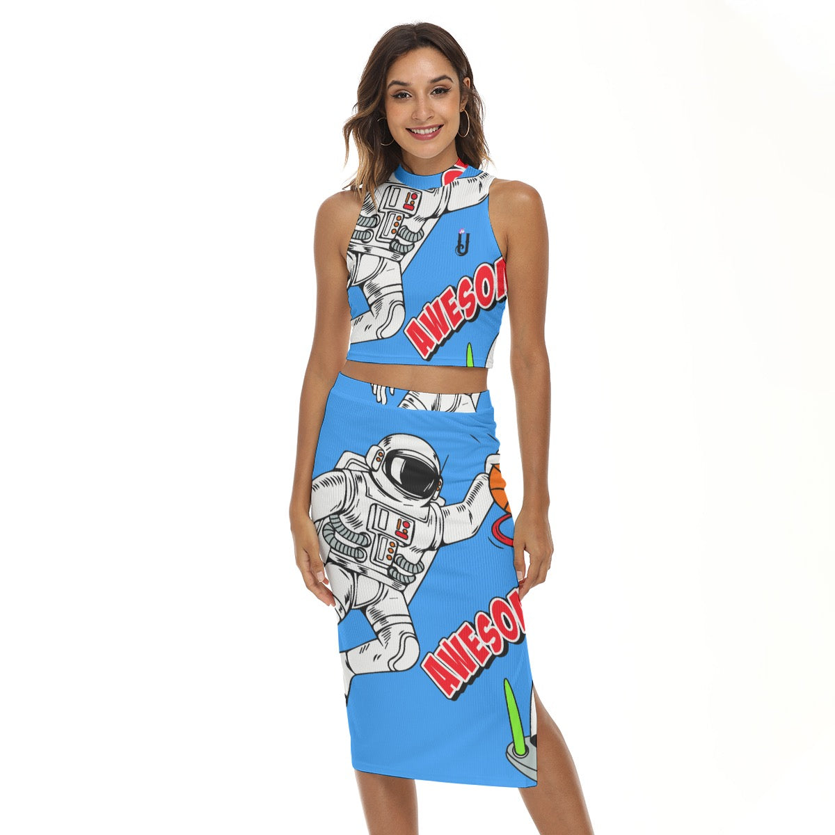 All-Over Print Women's Tank Top & Split High Skirt Set