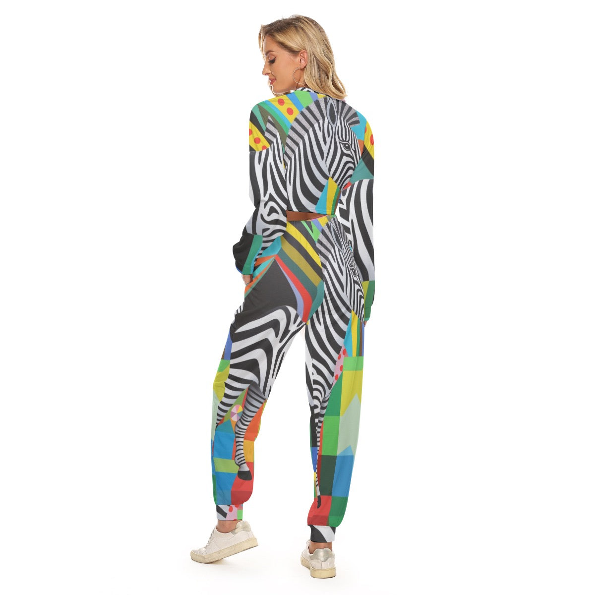 ZEBRA COLORFUL // All-Over Print Women's Crop Sweatshirt Suit