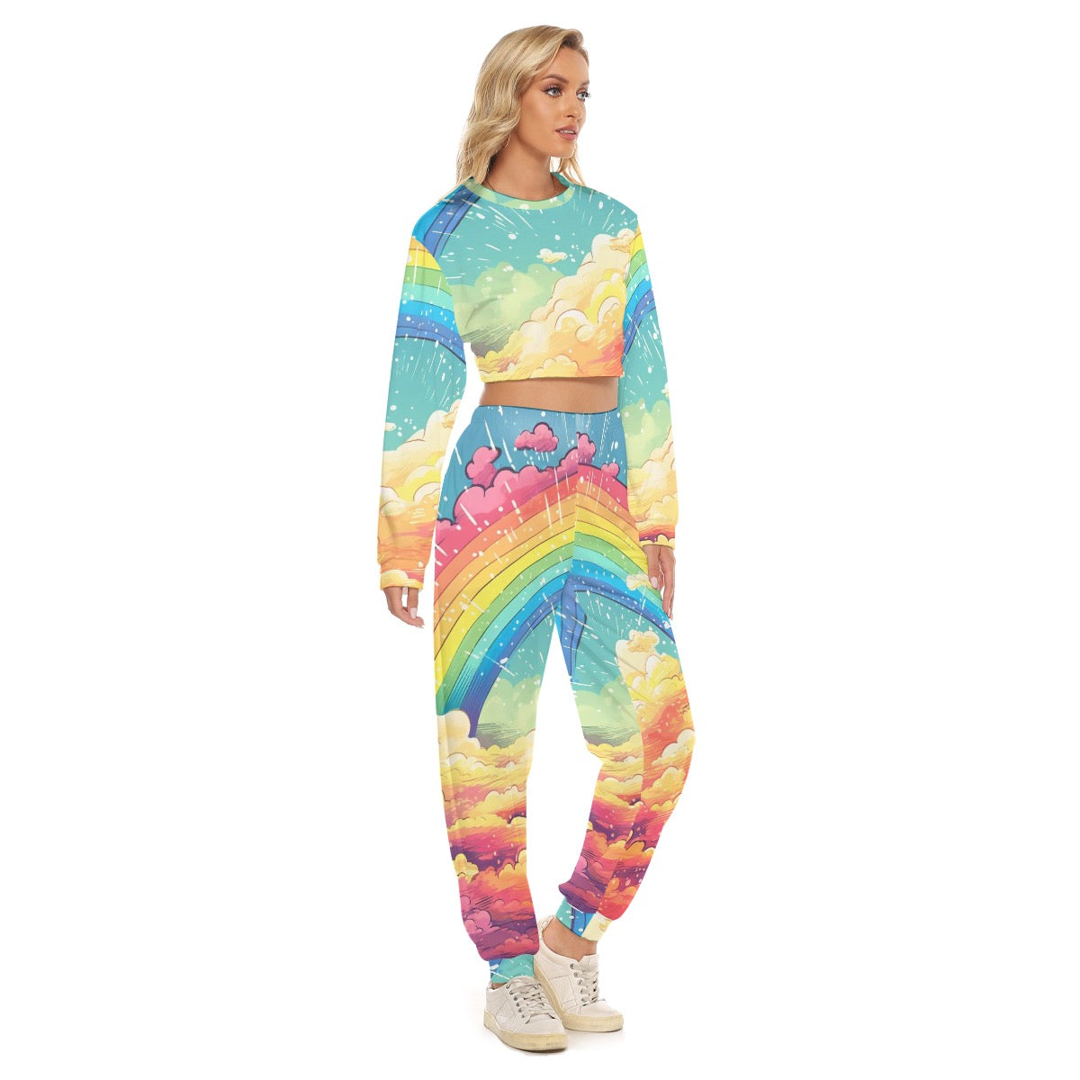 All-Over Print Women's Crop Sweatshirt Suit