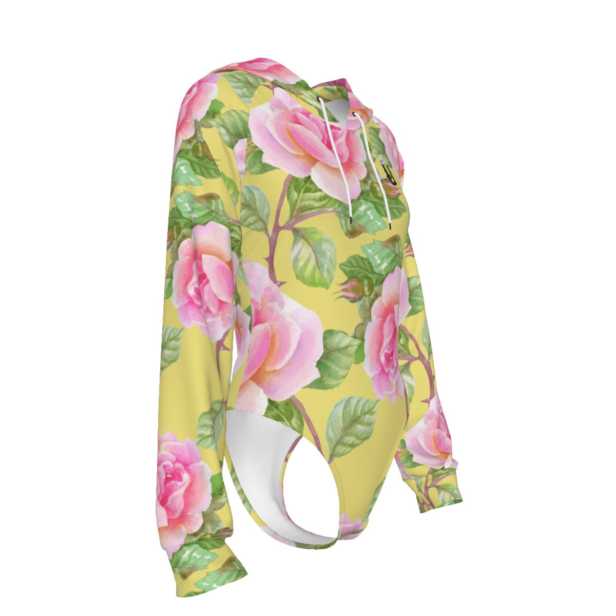 FLORAL // All-Over Print Women's Raglan Sleeve Hooded Bodysuit