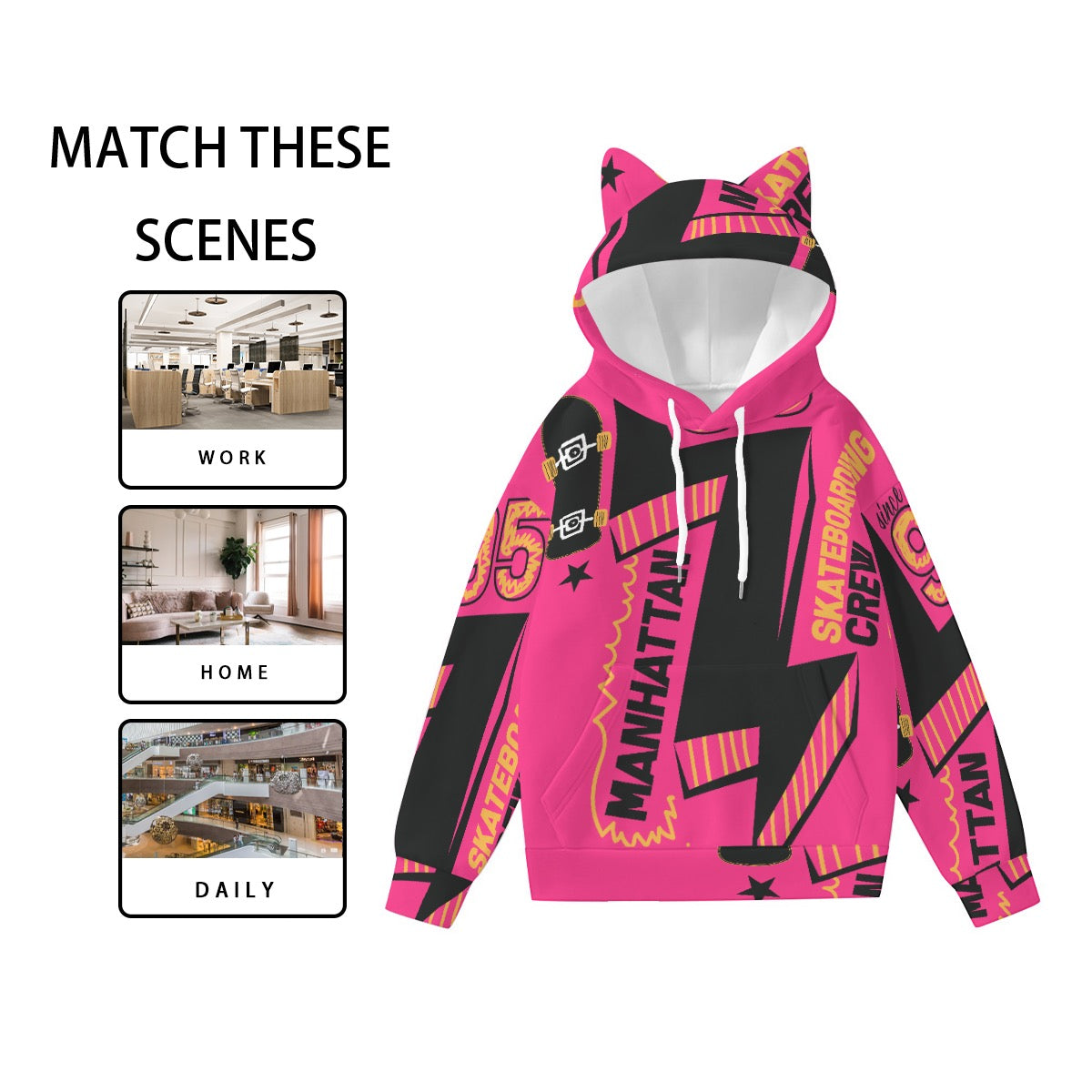 THUN-DER | All-Over Print Women’s Hoodie With Decorative Ears