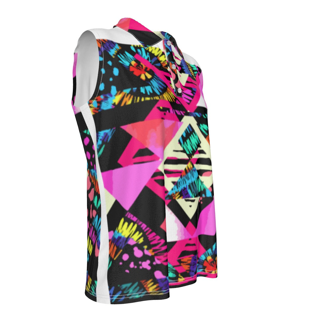 All-Over Print Women's High-Elastic Sleeveless Polo Shirt