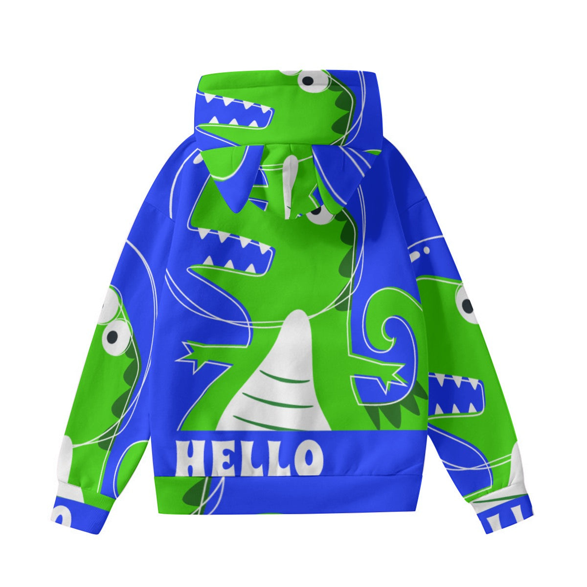 GREEN DINO | All-Over Print Women’s Hoodie With Decorative Ears