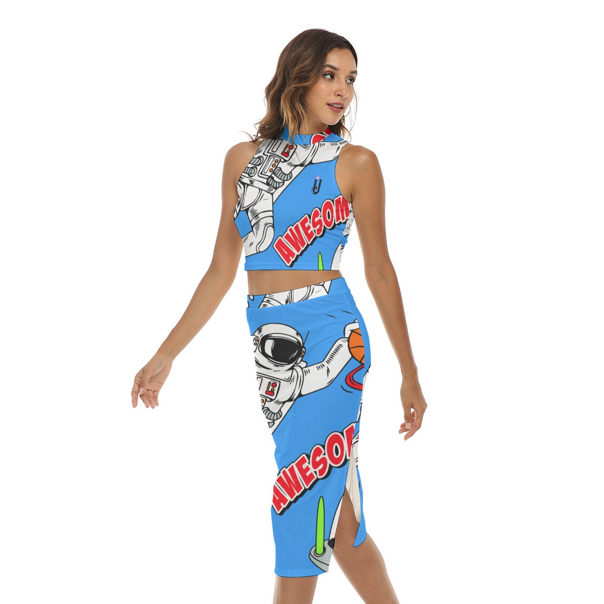 All-Over Print Women's Tank Top & Split High Skirt Set