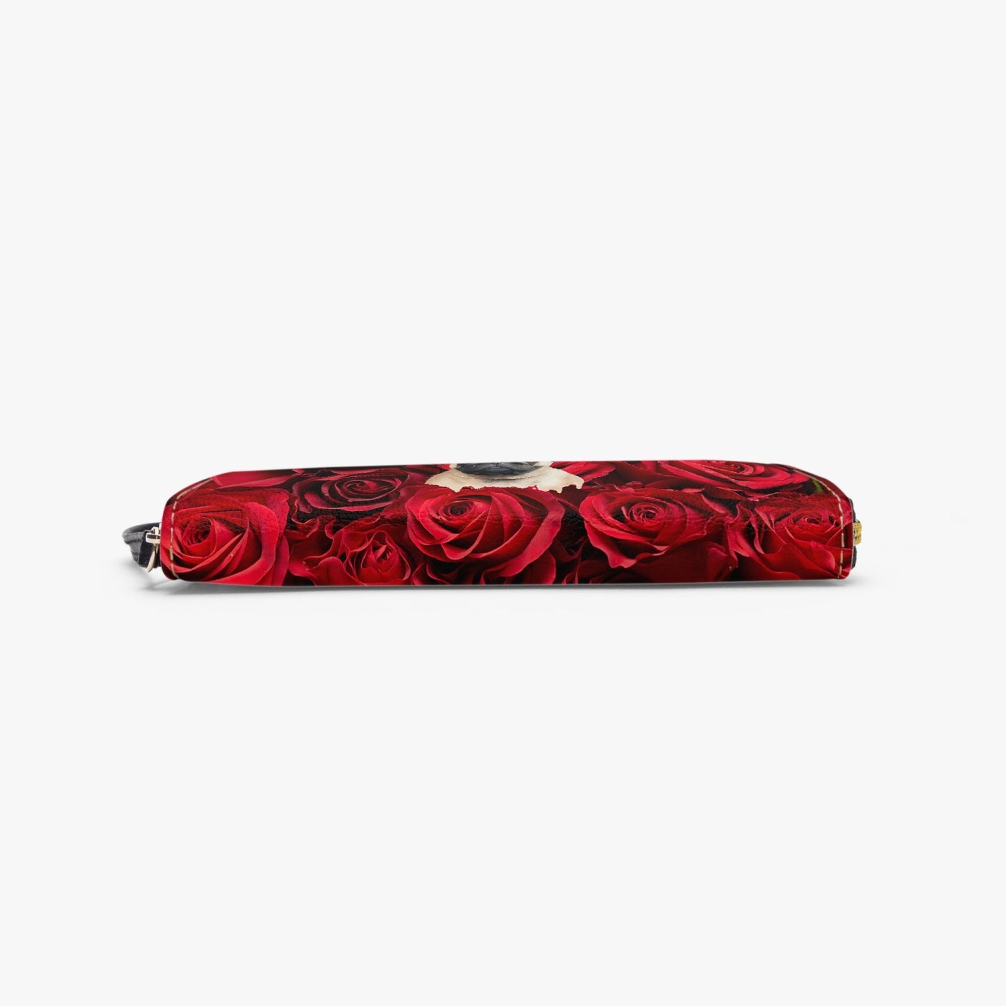 A PUG OF ROSES . PU Leather Wristlet Clutch Wallet