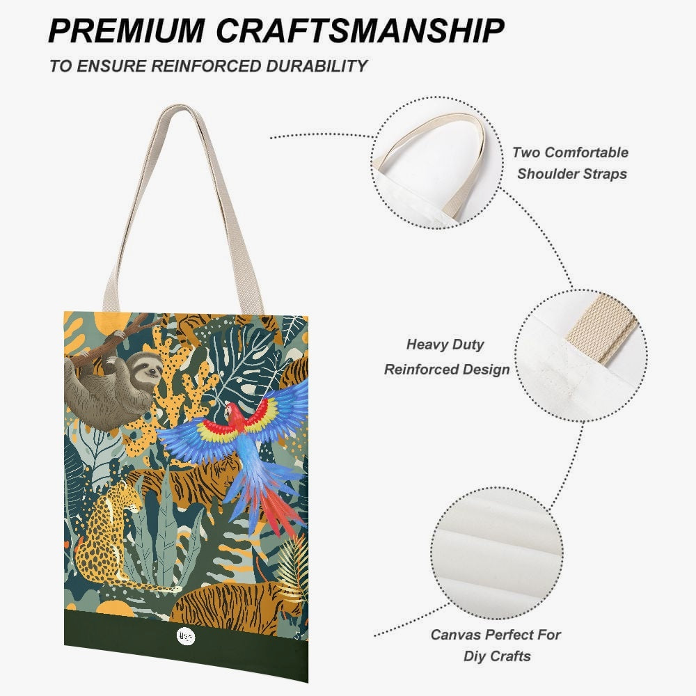 CANVAS Tote Bag - Color Jungle +sloth