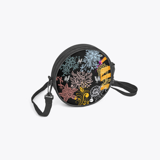 Rooster tiger -  Round Satchel Bag