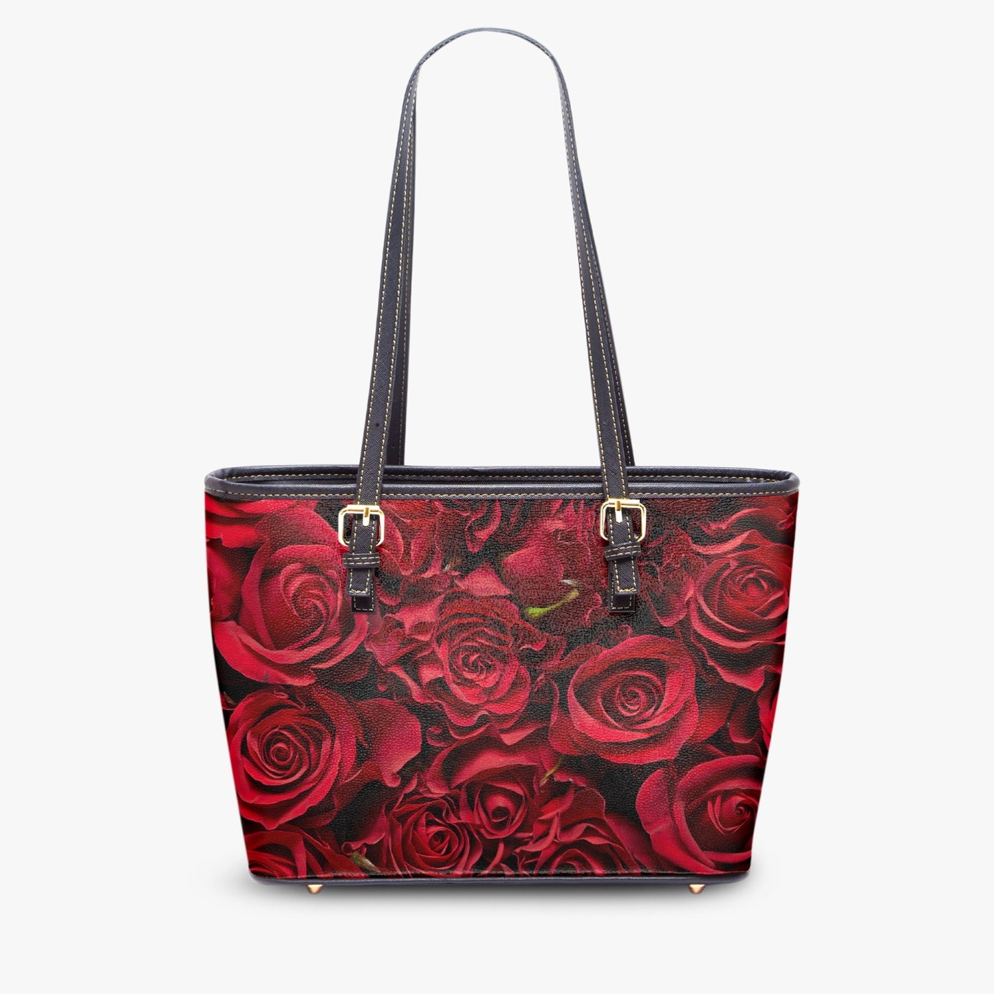 A PUG OF ROSES. Large Leather Tote Bag for Women