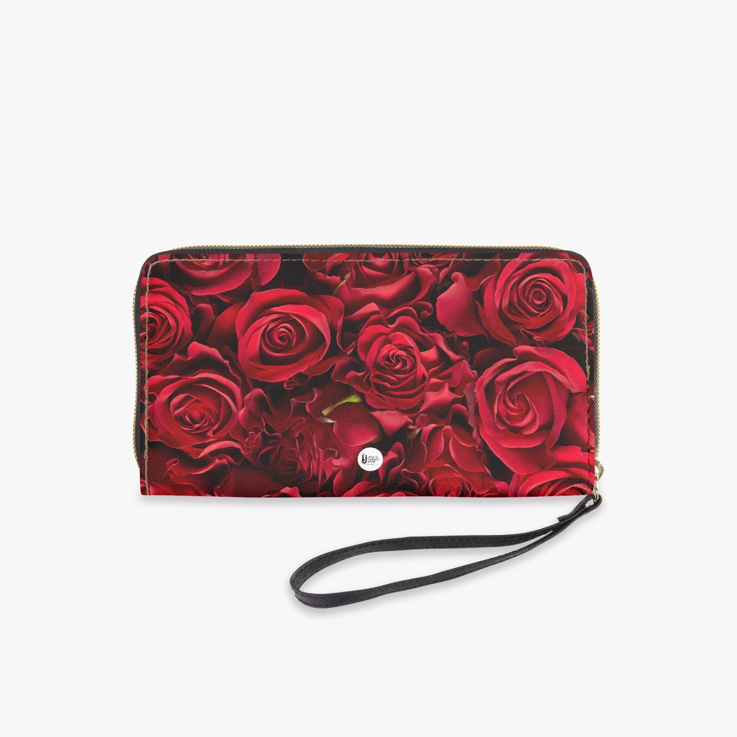 A PUG OF ROSES . PU Leather Wristlet Clutch Wallet