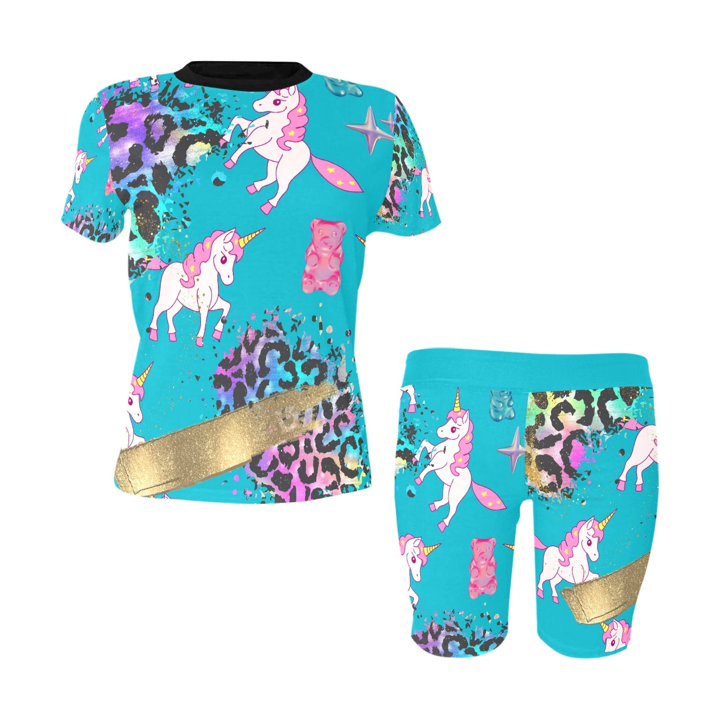 Unicorns and Gummy Bears. Women's Short Yoga Set