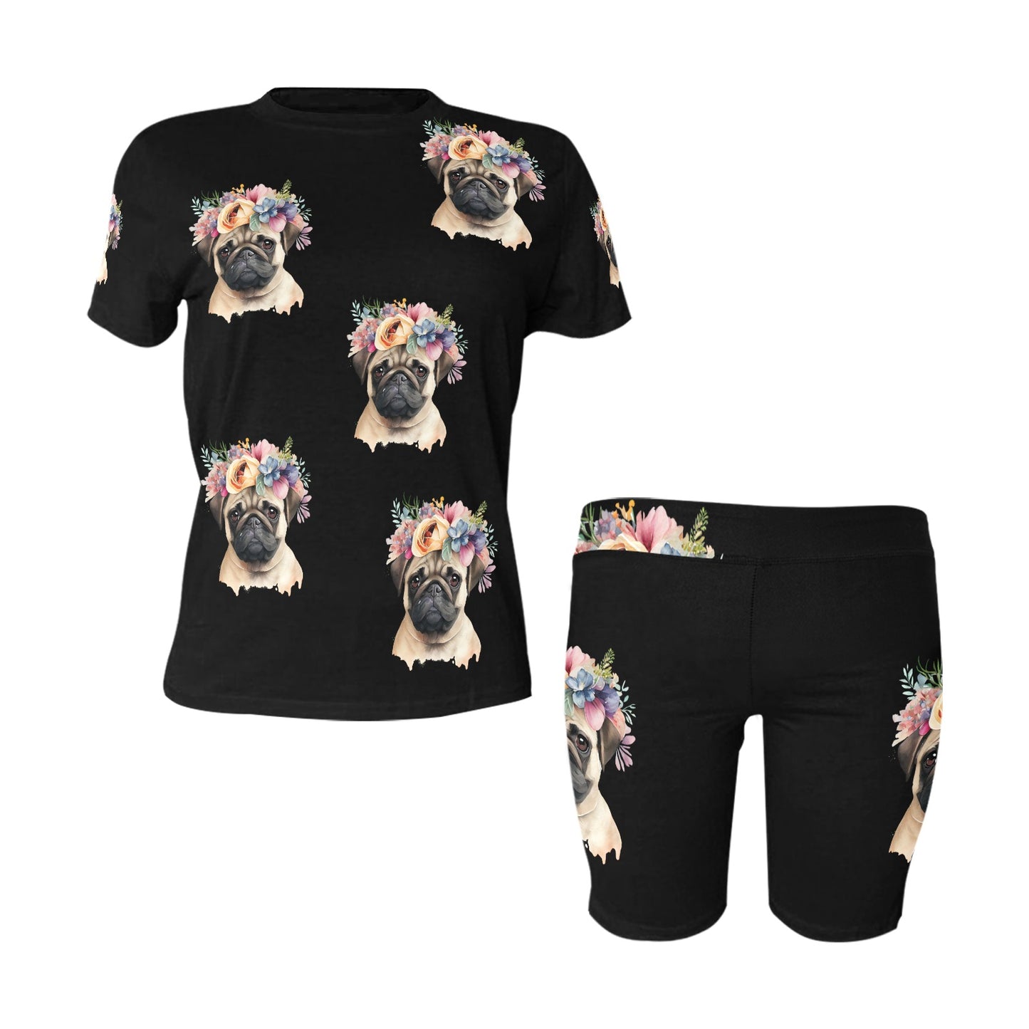 A PUG OF NOT ROSES Women's Short Yoga Set