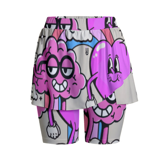 FUNNY PINK FACES WHATEVER  // All-Over Print Women's Sports Skorts