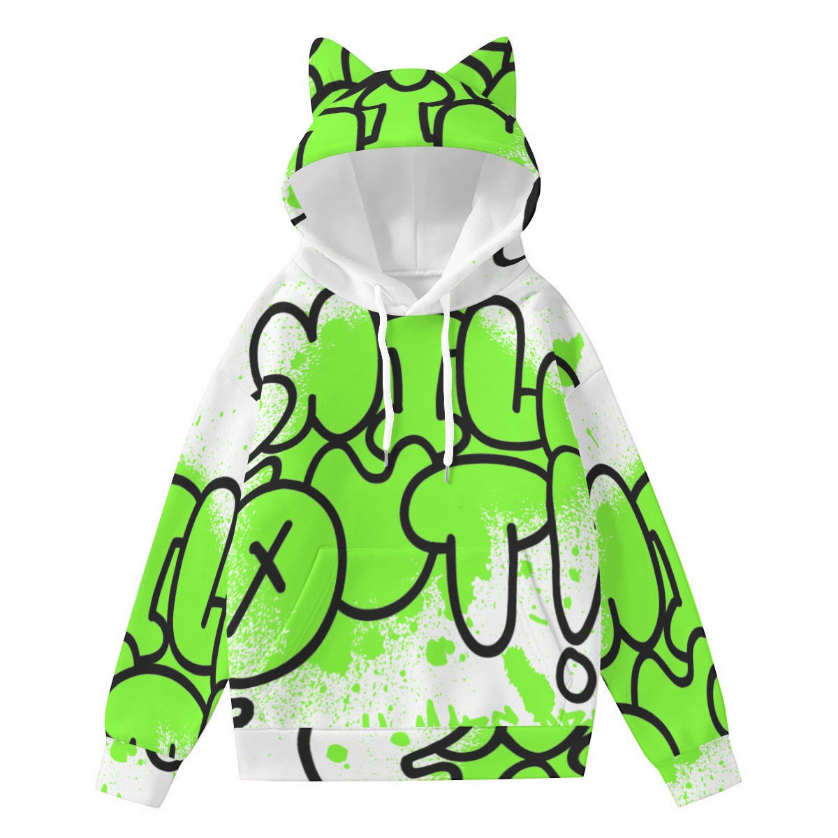 GREEN STUFF | All-Over Print Women’s Hoodie With Decorative Ears