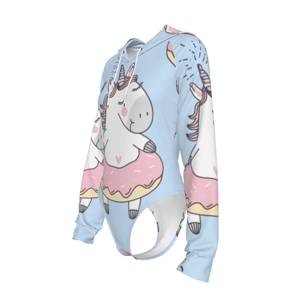 UNICORNS // All-Over Print Women's Raglan Sleeve Hooded Bodysuit