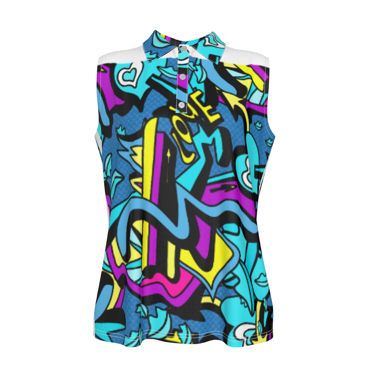 All-Over Print Women's High-Elastic Sleeveless Polo Shirt