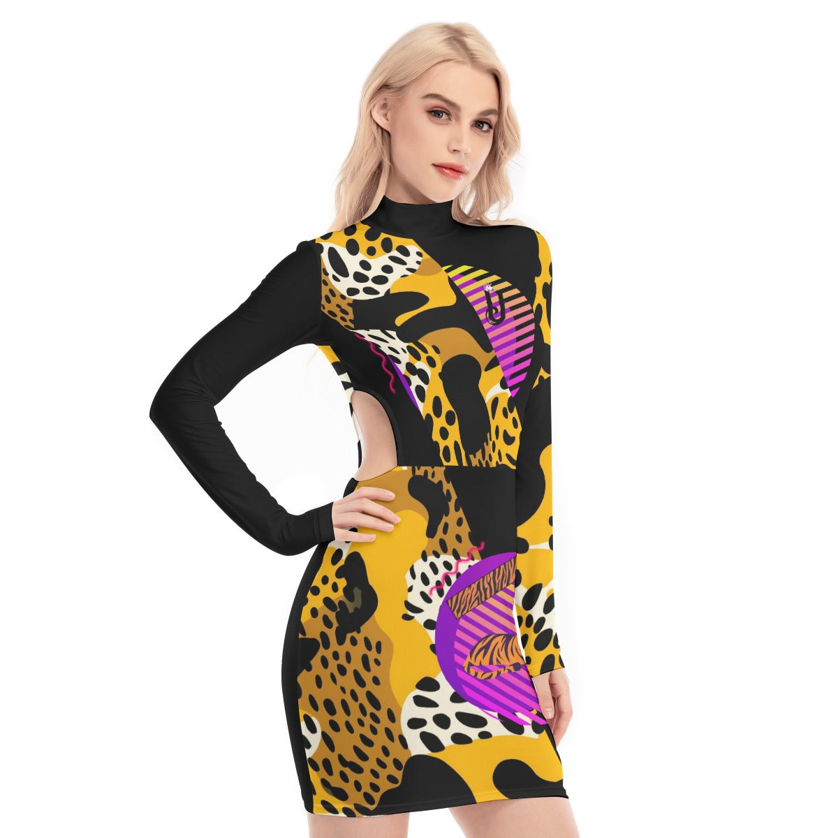 Animal disco tiger prints all over - Waist Hollow Hip Dress