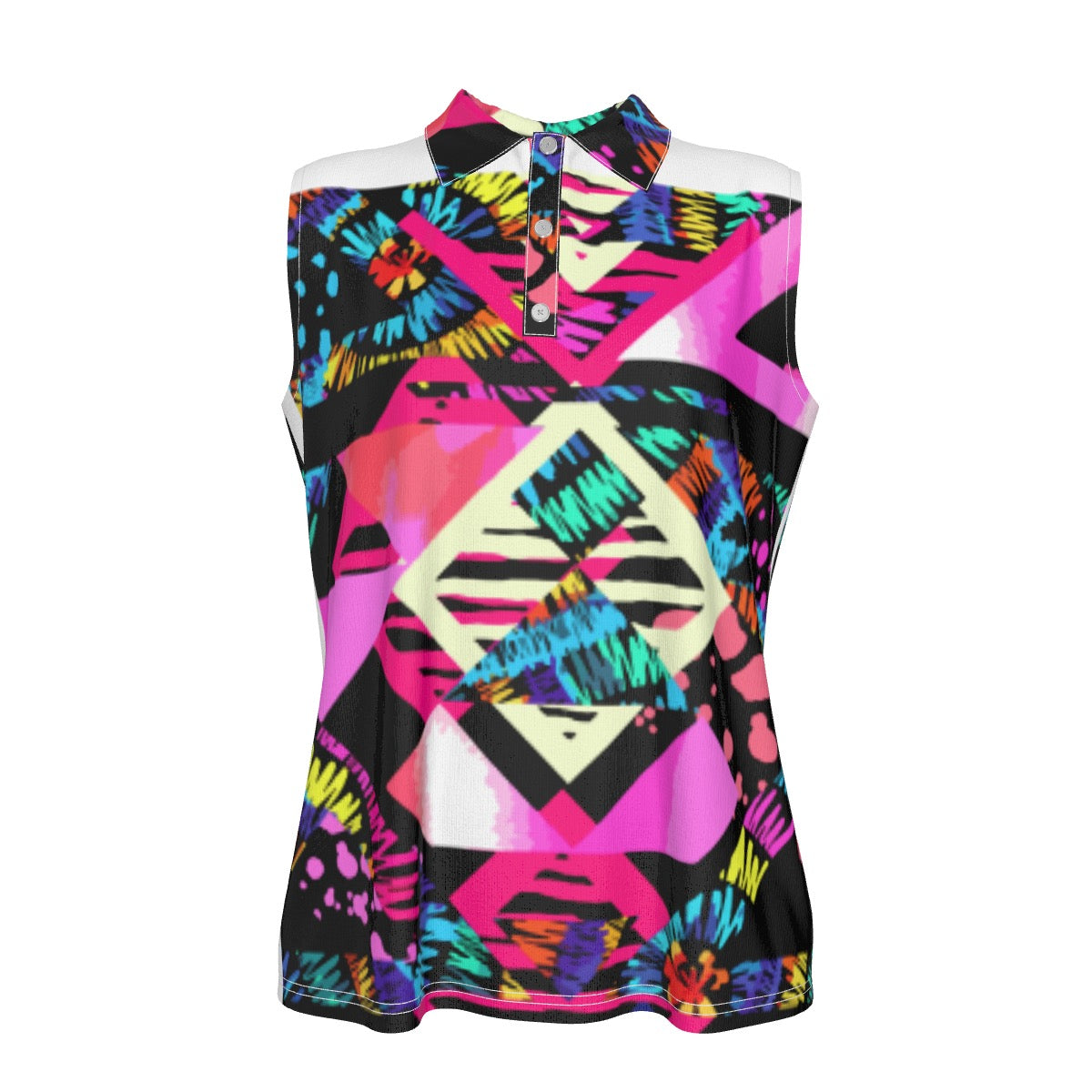 All-Over Print Women's High-Elastic Sleeveless Polo Shirt