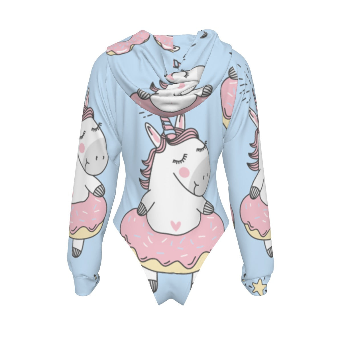 UNICORNS // All-Over Print Women's Raglan Sleeve Hooded Bodysuit