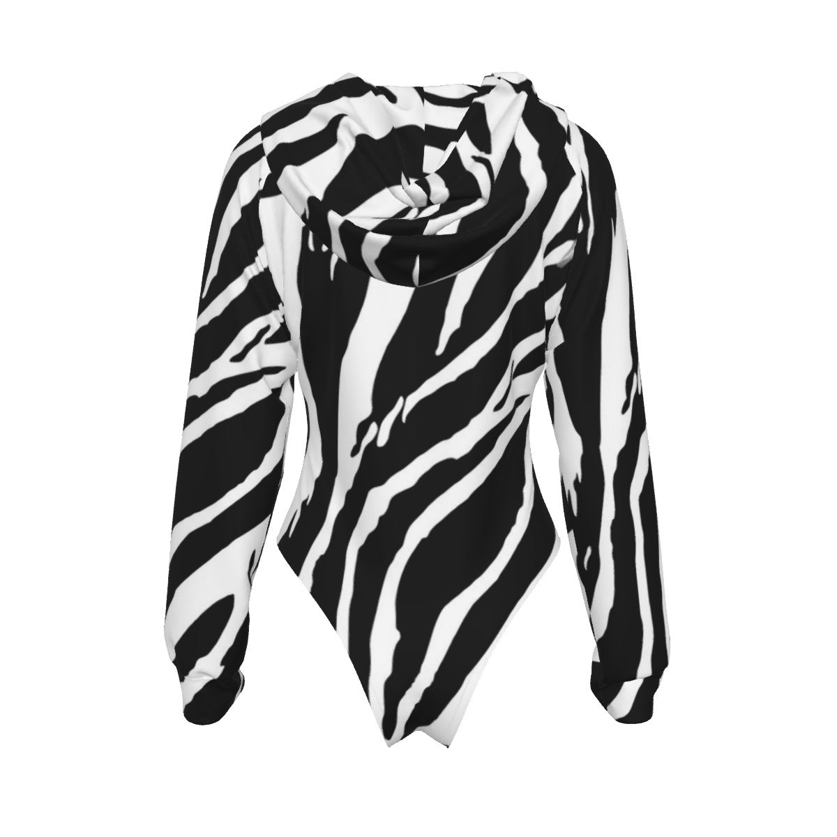 ZEBRA // All-Over Print Women's Raglan Sleeve Hooded Bodysuit