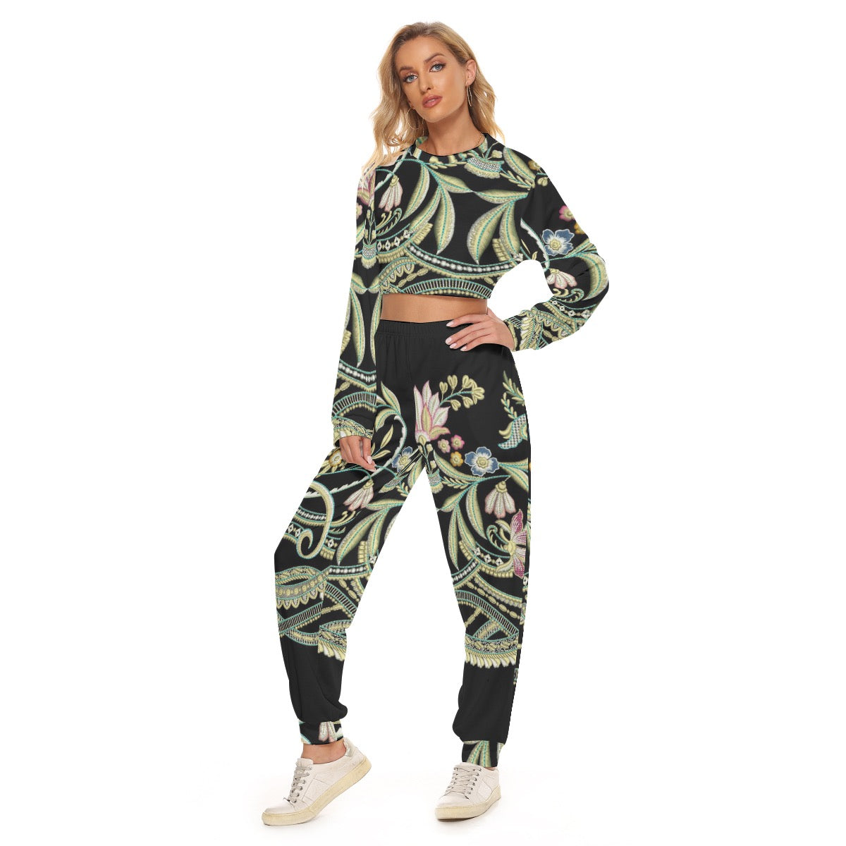 All-Over Print Women's Crop Sweatshirt Suit