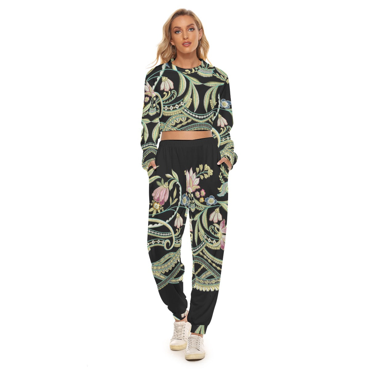 All-Over Print Women's Crop Sweatshirt Suit