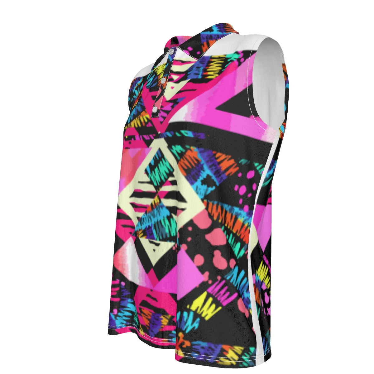 All-Over Print Women's High-Elastic Sleeveless Polo Shirt