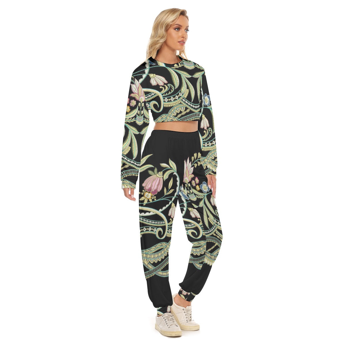 All-Over Print Women's Crop Sweatshirt Suit