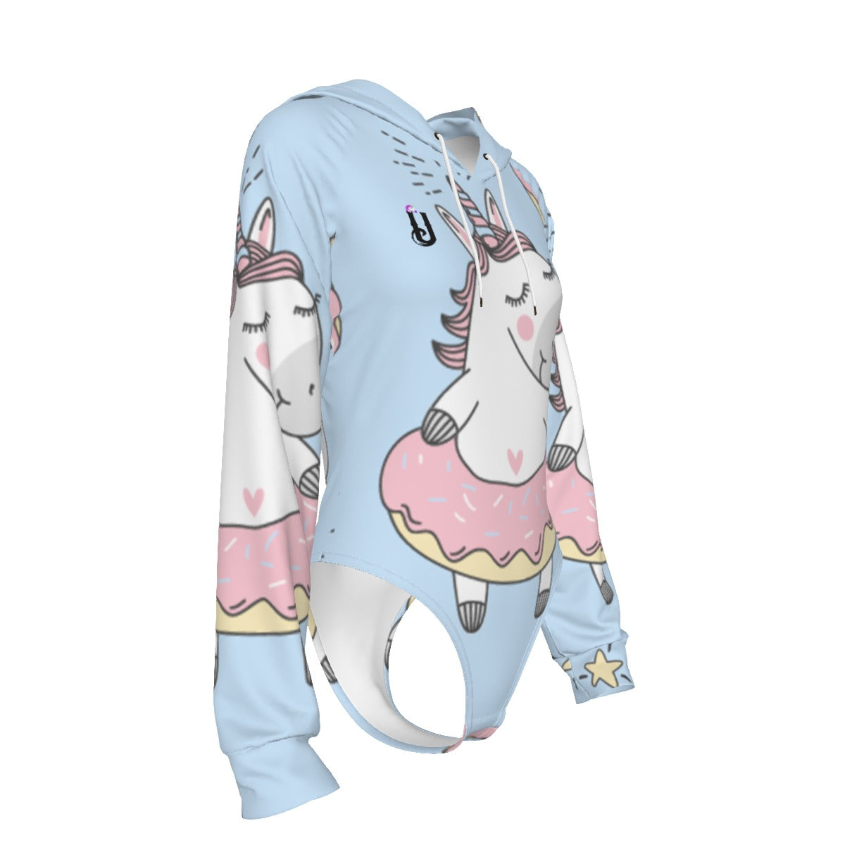 UNICORNS // All-Over Print Women's Raglan Sleeve Hooded Bodysuit