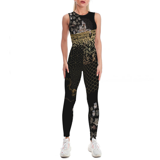 Raccoons in GOLD // Colorful Ladies Bodysuit Yoga Pants