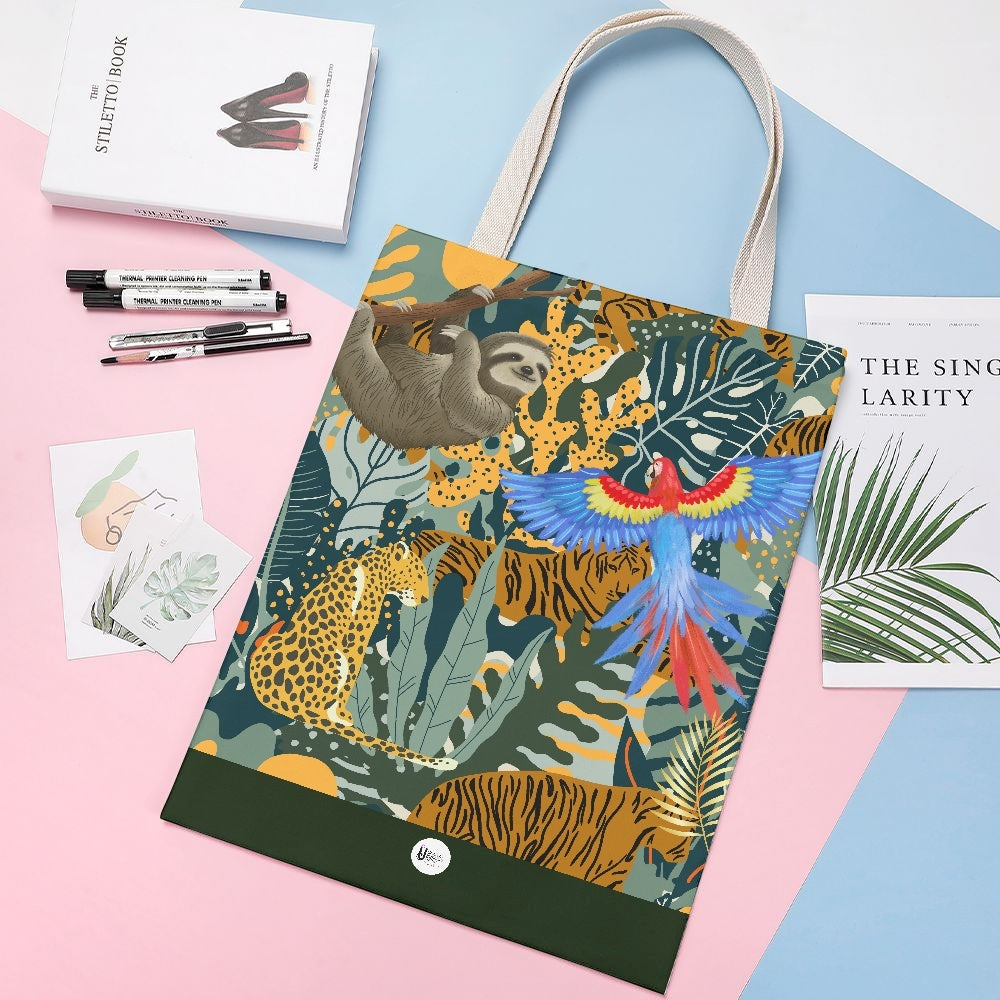 CANVAS Tote Bag - Color Jungle +sloth