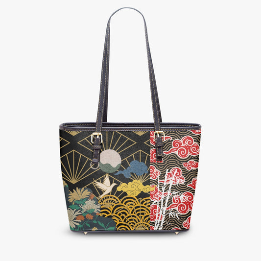 🌺 Spring Prints on black 🌷  pu leather tote
