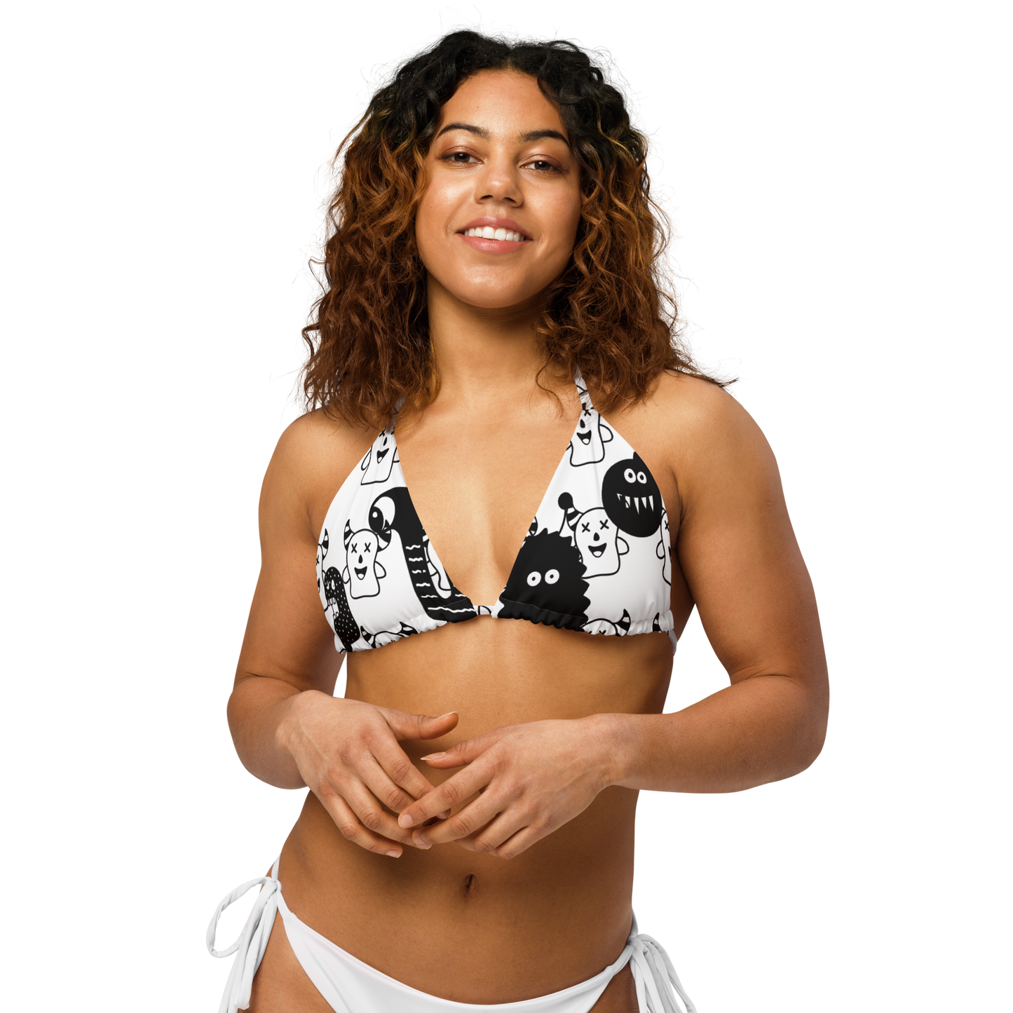 Sea monsters - All-over print recycled string bikini top