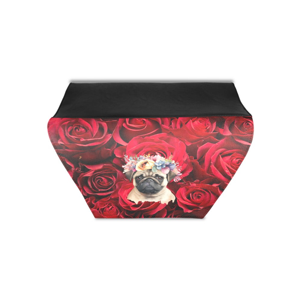Paws & Roses: A Clutch Bag Fit for a Royal Pug, Adorned with Delicate Floral Embellishments